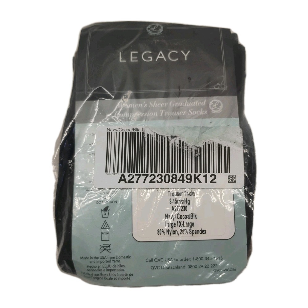 3 Pair NIP Vintage Legacy Womens L/XL Sheer Graduated Compression Trouser Socks